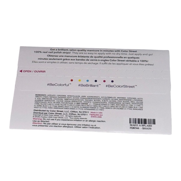 Color Street MAKE A SPLASH Rainbow & White Pearl Finish Nail Strips Set - Picture 4 of 7